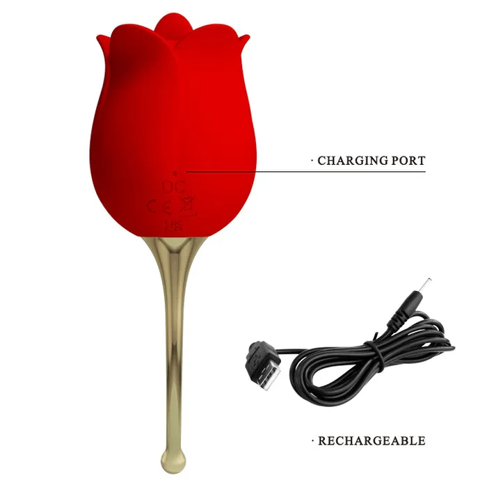 Pretty Love Vibrators Tongue Licking Vibrator Rose Lover Red