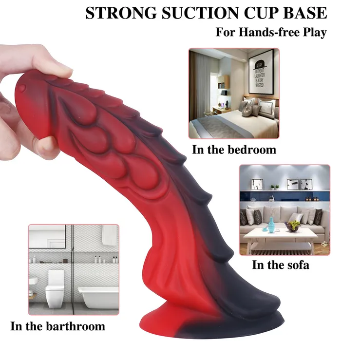 Anal MD MD 827 Monster Silicone Realistic Fantasy Dildo RedBlack