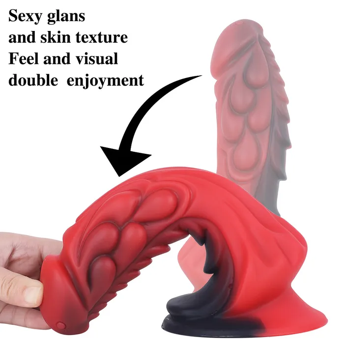 Anal MD MD 827 Monster Silicone Realistic Fantasy Dildo RedBlack