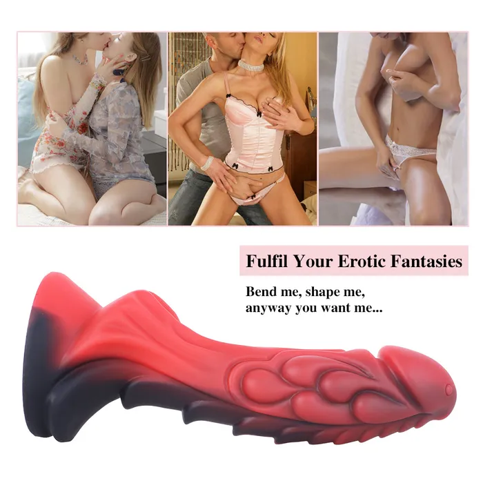 Anal MD MD 827 Monster Silicone Realistic Fantasy Dildo RedBlack