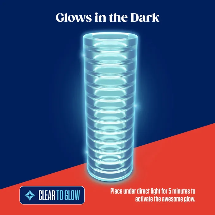 blush Male Sex Toys RIZE Ribz Glow in the Dark Clear Stroker