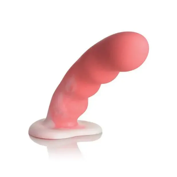 Simply Sweet Wavy Silicone Dildo 8in PinkWhite Curve Toys Dildos Simply Sweet Wavy Silicone Dildo 8in PinkWhite Curve Toys Dildos